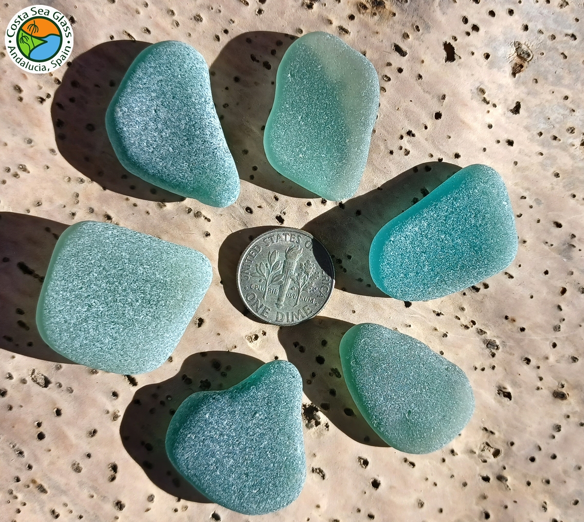 7 flawless large curvaceous seafoam Spanish sea glass pieces