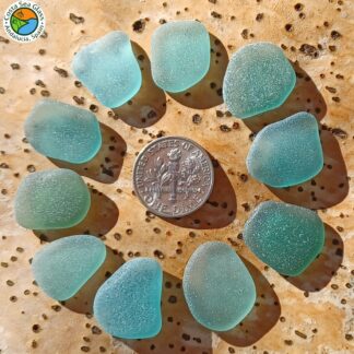 Teal and aqua sea glass