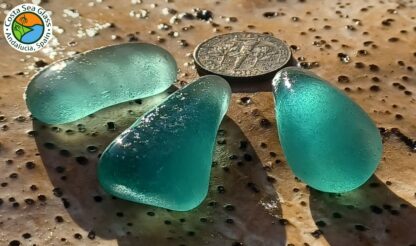 3 terrific teal Spanish sea glass pieces - Image 3