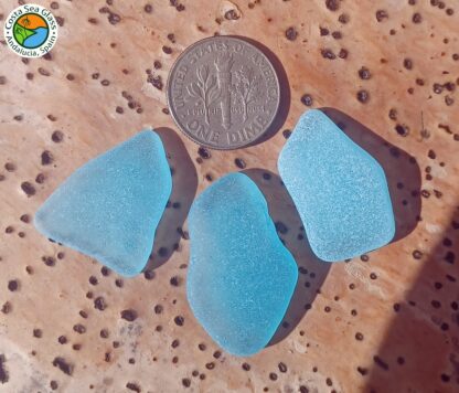 3 gorgeous turquoise Spanish sea glass pieces