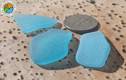 3 gorgeous turquoise Spanish sea glass pieces - Image 2