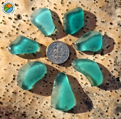 7 teal and aqua Spanish sea glass pieces - Image 4