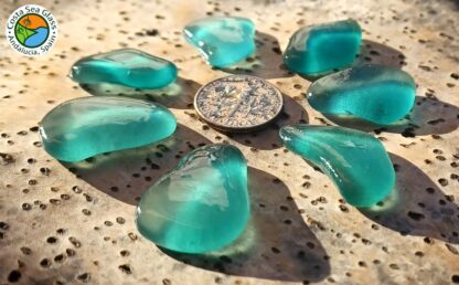 7 teal and aqua Spanish sea glass pieces - Image 3