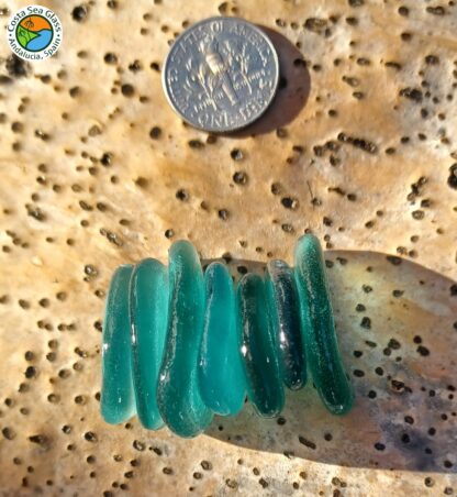 7 teal and aqua Spanish sea glass pieces - Image 2