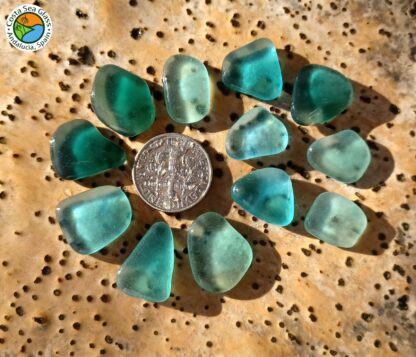 12 teal and aqua Spanish sea glass pieces - Image 3