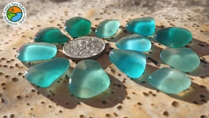 12 teal and aqua Spanish sea glass pieces - Image 2