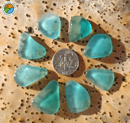 8 teal and aqua Spanish sea glass pieces - Image 4