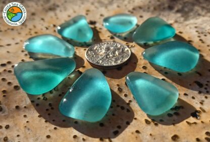 8 teal and aqua Spanish sea glass pieces - Image 3